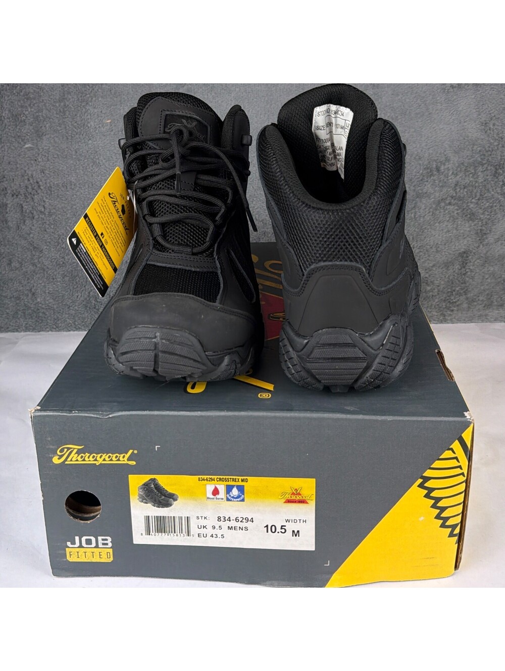 Thorogood Mens Crosstrek Mid Black Job Fitted Tactical Boots 834-6294 size 10.5M